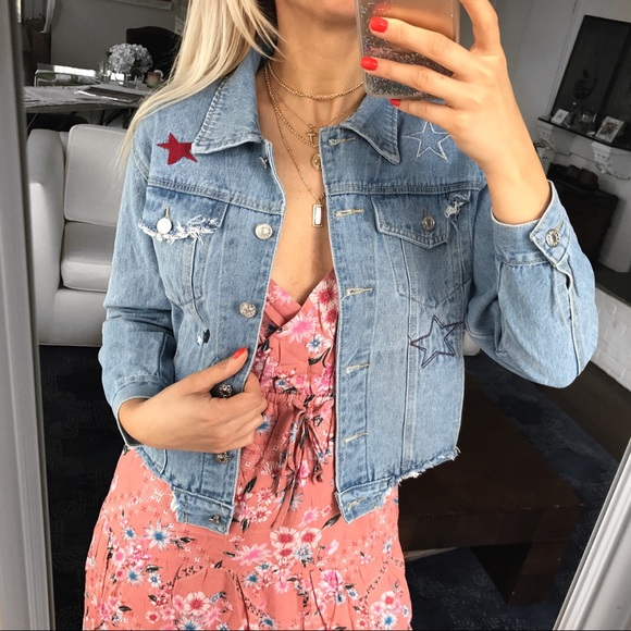 Delilah Jackets & Blazers - 🆕 STAR BLUE DISTRESSED DENIM JACKET!